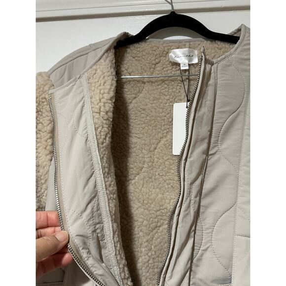 Line + Dot Milan Padded Sherpa Jacket Neutral/Cream Medium NWT Urban Outfitters - Picture 7 of 16